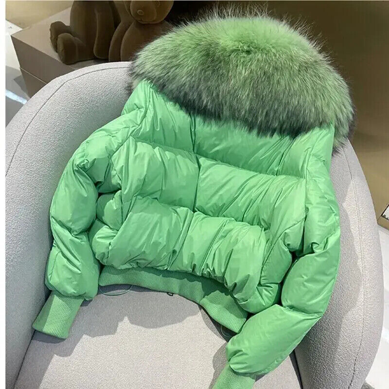 Winterjacke Polsterjacke mit Pelzkragen Parka Daunen Mantel Frauen Pufferjacke