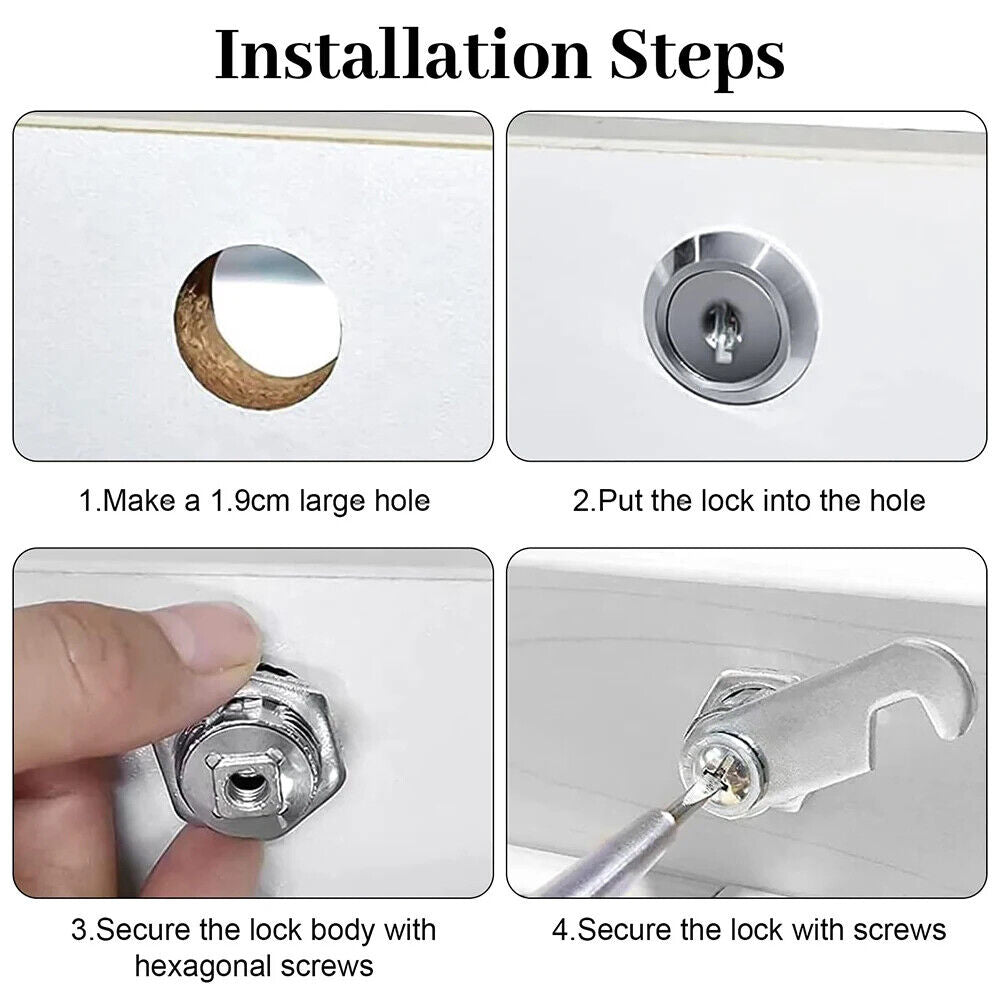 HABO Cam Lock Set Tür-, Schrank- und Schließfach-Schlösser mit 2 Schlüsseln