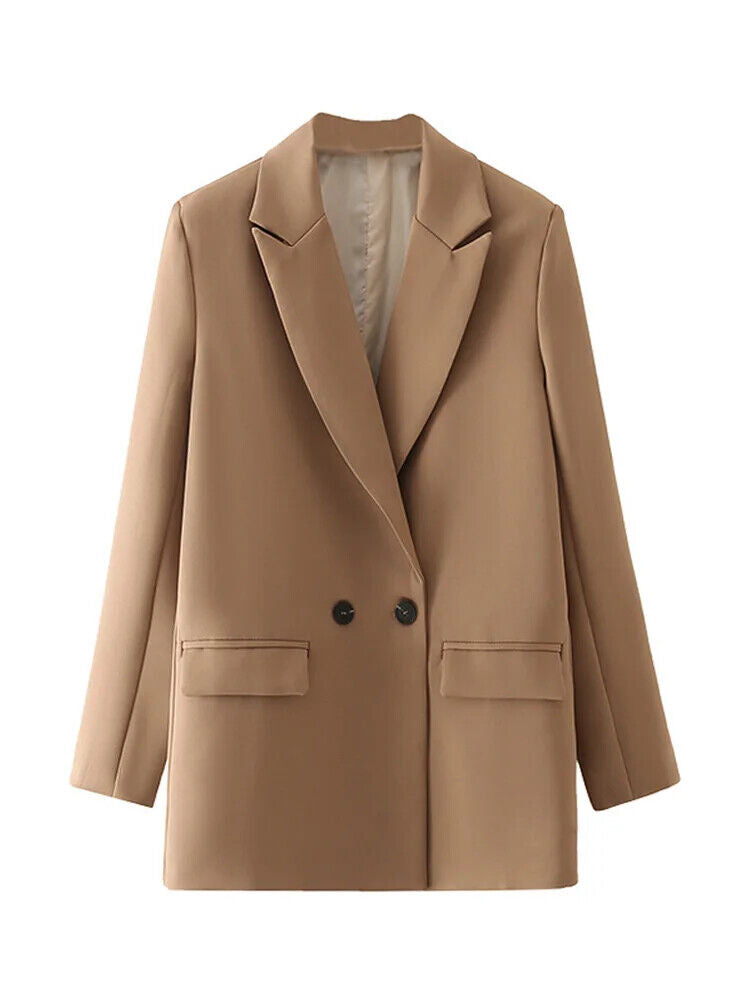HABO Damen Blazer Zweireiher Schick Kragen Business Büro Langarm Knöpfe Mode
