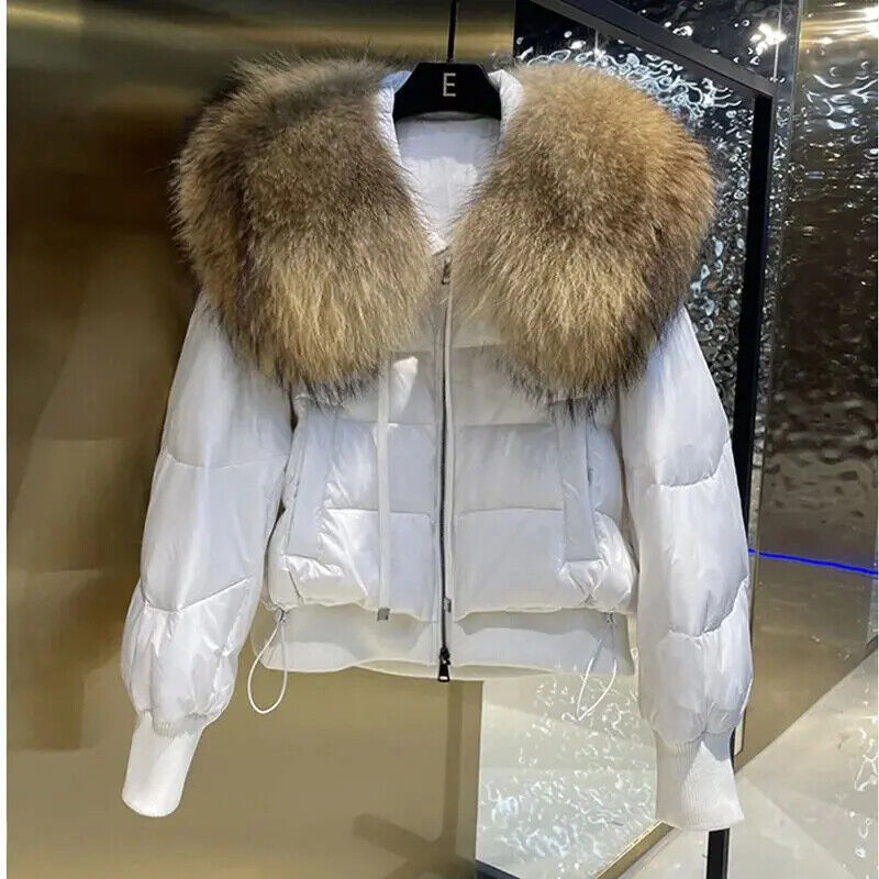Winterjacke Polsterjacke mit Pelzkragen Parka Daunen Mantel Frauen Pufferjacke
