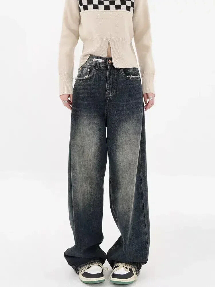 HABO Baggy Jeans Damen Y2K Vintage Retro Lange Hose Streetwear Trendy