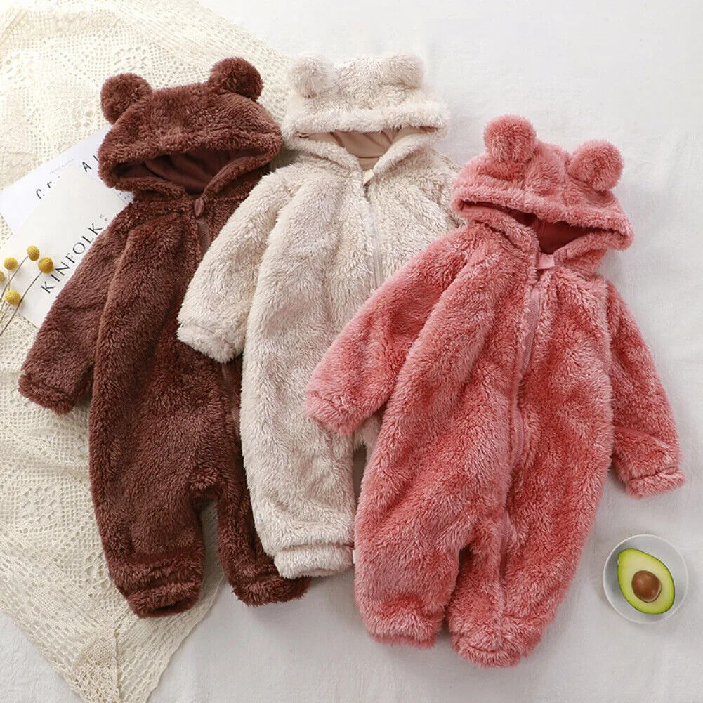 Baby Ganzkörperanzug Winter niedlicher Bären Schlafanzug Kleinkind Strampler