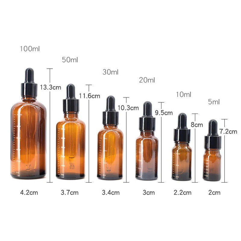 HABO Tropfflaschen 5-100ml Fläschchen Spender Dunkles Glas Getönt Klein Pipette
