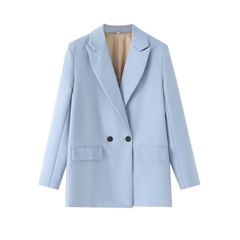 HABO Damen Blazer Zweireiher Schick Kragen Business Büro Langarm Knöpfe Mode
