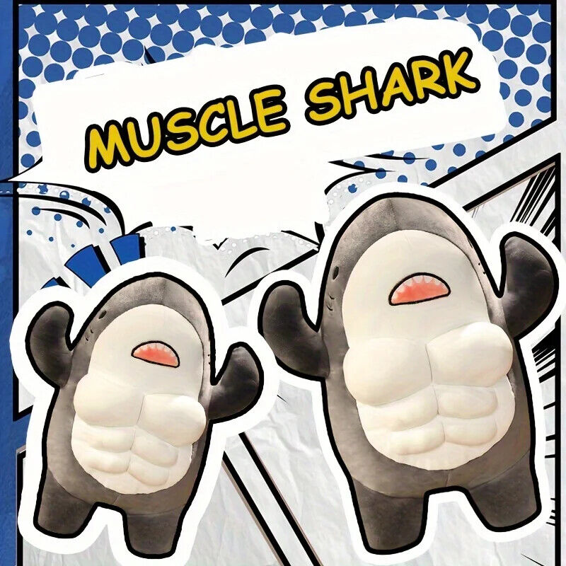 45 Cm Muskelhai Plüschtier Wal Fisch Kuscheltier Geschenk Muskeln Bodybuilder