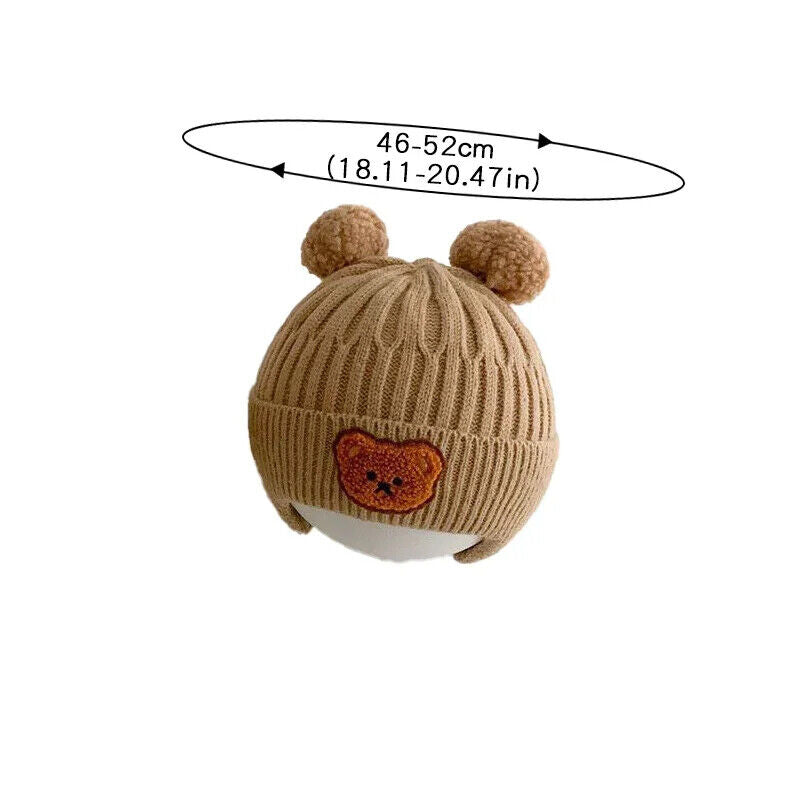Baby Wollmütze niedliche Bärenmütze mit Ohrenschutz für Kleinkinder Winter Warm