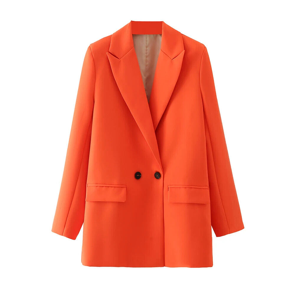 HABO Damen Blazer Zweireiher Schick Kragen Business Büro Langarm Knöpfe Mode