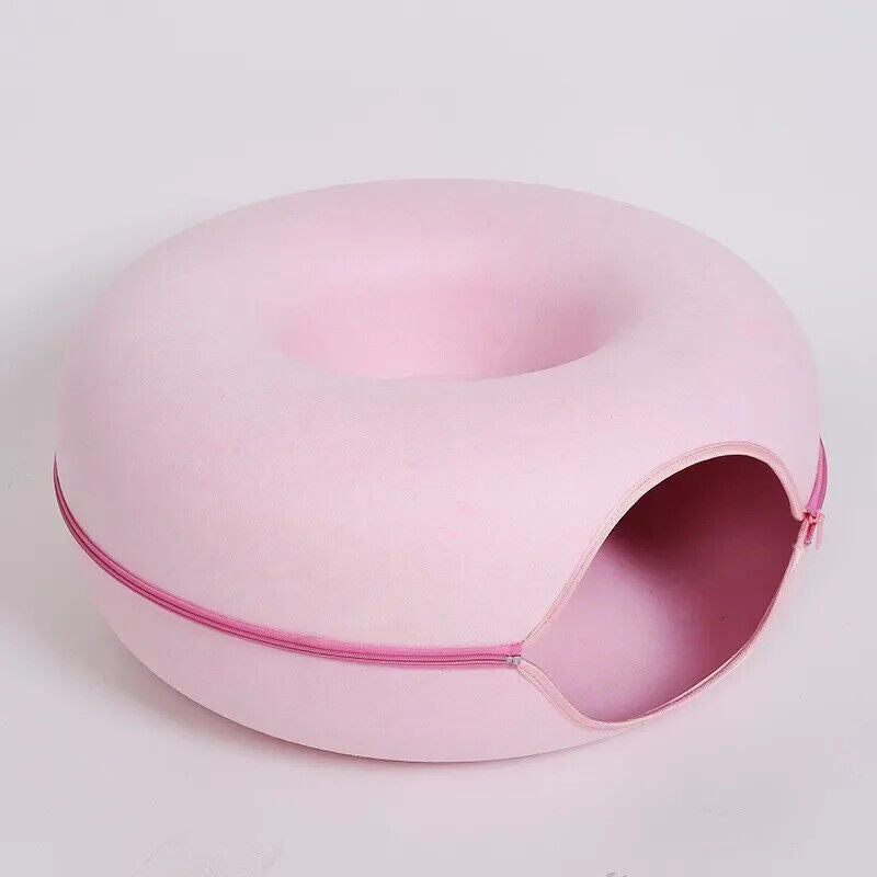 HABO Donut Katzenbett mit Interaktivem Tunnel – Haustier Spielzeug