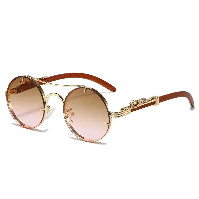 HABO Vintage Punk Runde Sonnenbrille – Doppelbrücke, Mehrfarbige Shades, Retro
