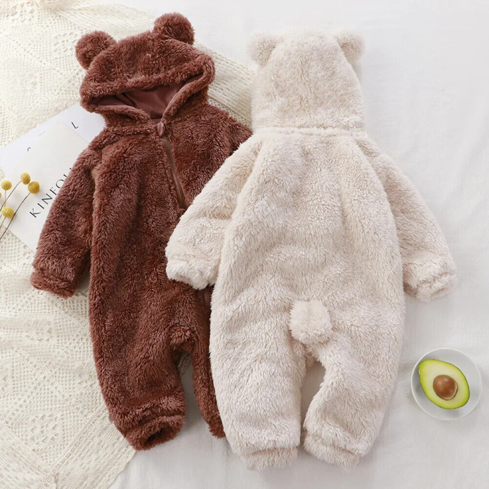 Baby Ganzkörperanzug Winter niedlicher Bären Schlafanzug Kleinkind Strampler