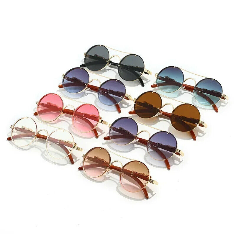 HABO Vintage Punk Runde Sonnenbrille – Doppelbrücke, Mehrfarbige Shades, Retro