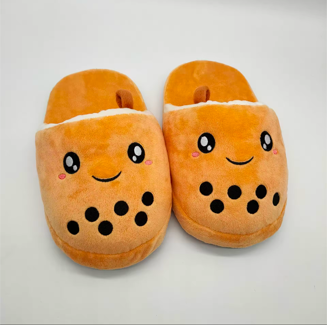 Boba Bubble Tea Hauschuhe Pantoffeln Milk Tea Schuhe Winter flauschig warm