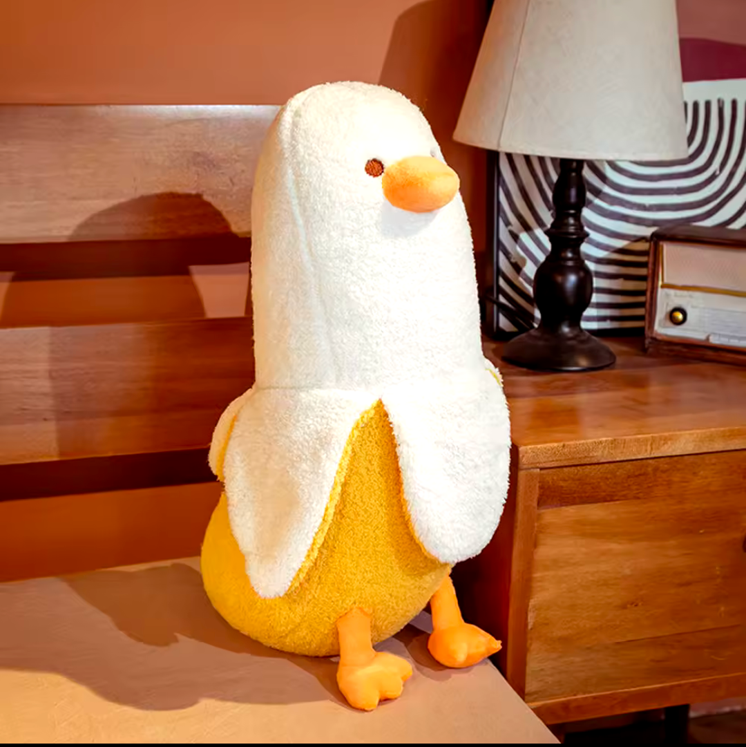 Banane Kuscheltier Plüschtier geschält Ente Geschenk weich gelb weiß 50cm