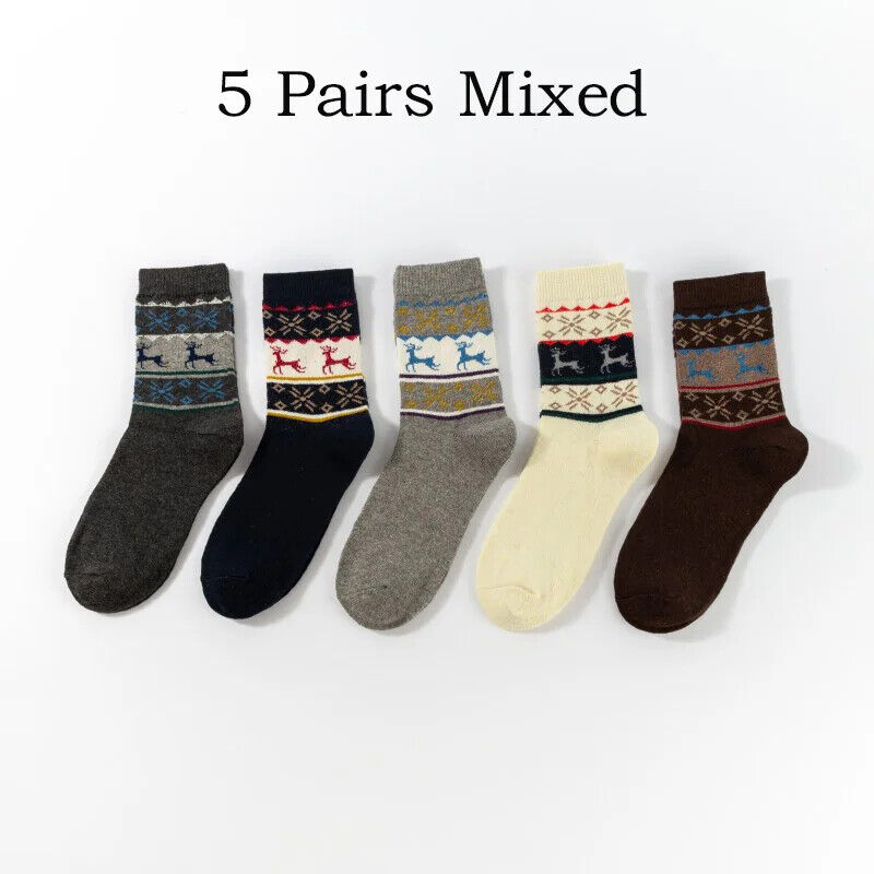 5-Paar dicke Wintersocken Weihnachten Design Geschenk Warme Wollsocken bequem