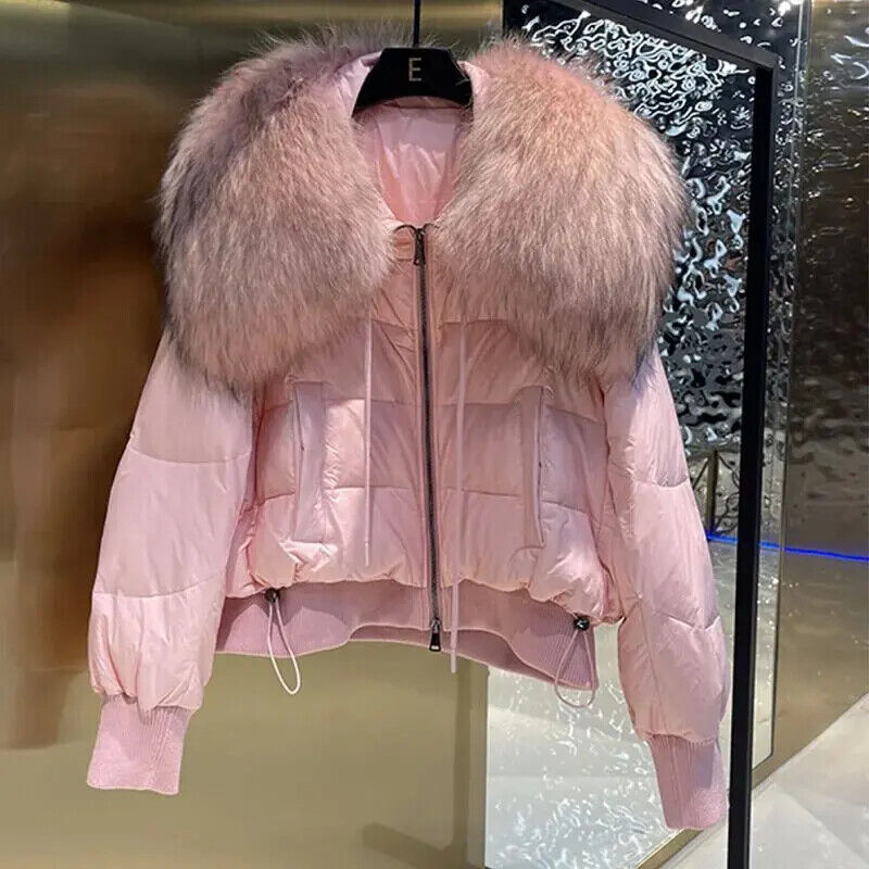 Winterjacke Polsterjacke mit Pelzkragen Parka Daunen Mantel Frauen Pufferjacke