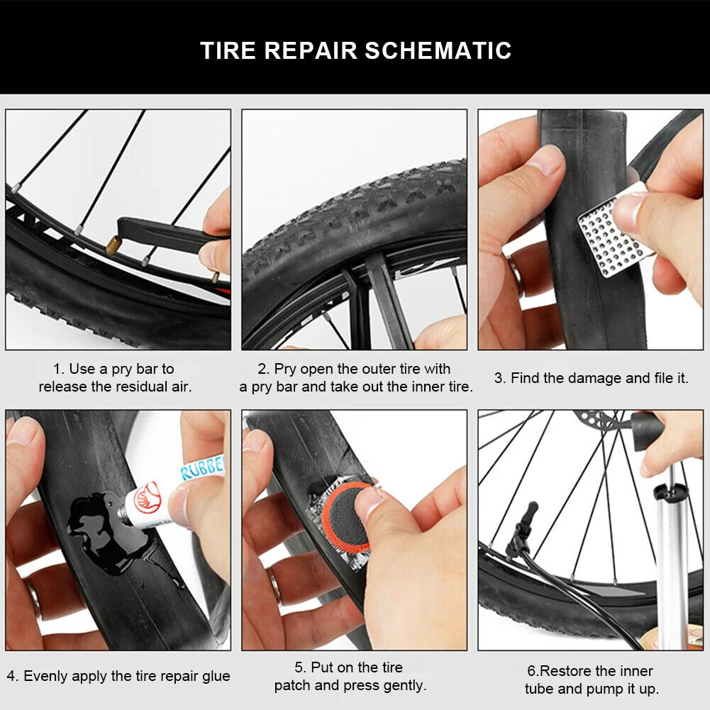 HABO Fahrrad Reifen Schlauch Reparatur– Gummi Patch, Kleber für Flache Reifen