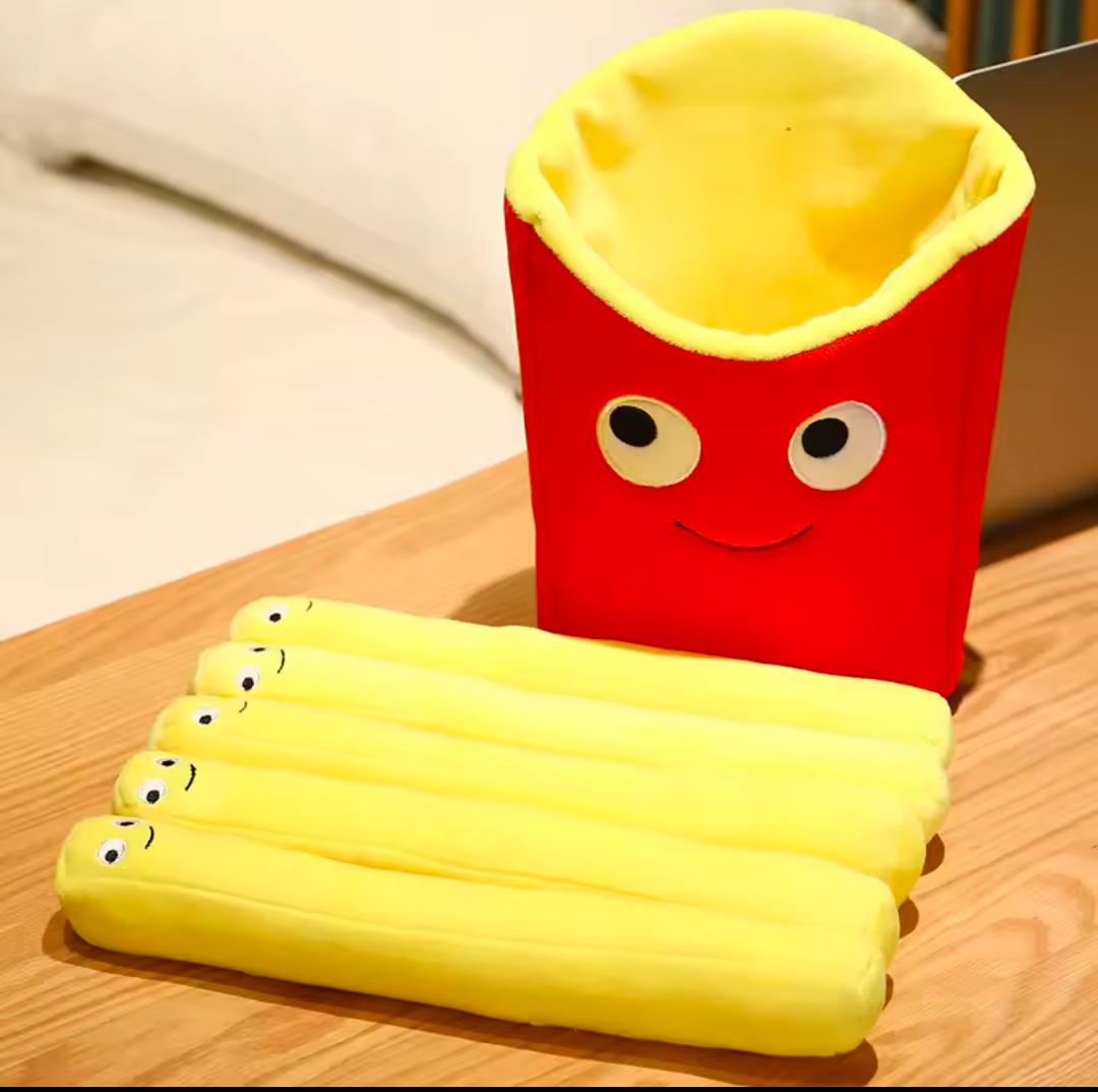Pommes Frites Kissen Kuscheltier Plüschtier lächende Fritten Mcdonal 40 cm
