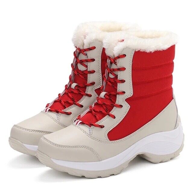 HABO Damen Winterschuhe Stiefel Warm Rutschfest Wasserdicht Kunstpelz Schwarz