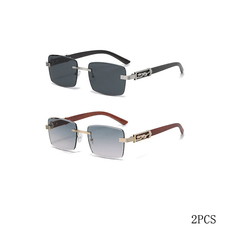 HABO Dekorative Sonnenbrille – Bunte Retro Quadratische Rahmenlose Leopardenkopf