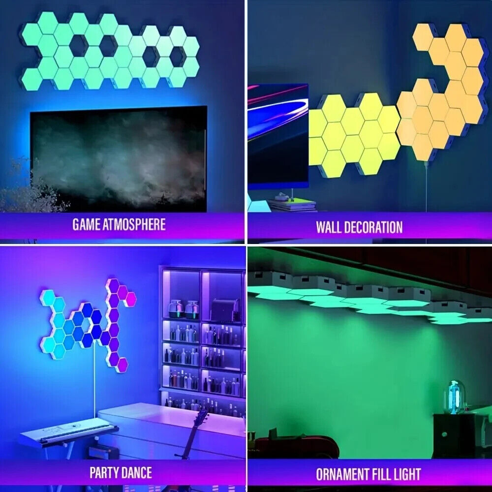 Sechseckige Wandlichter smart RGB Sechseck Wand Lampe Beleuchtung Farbwechsel