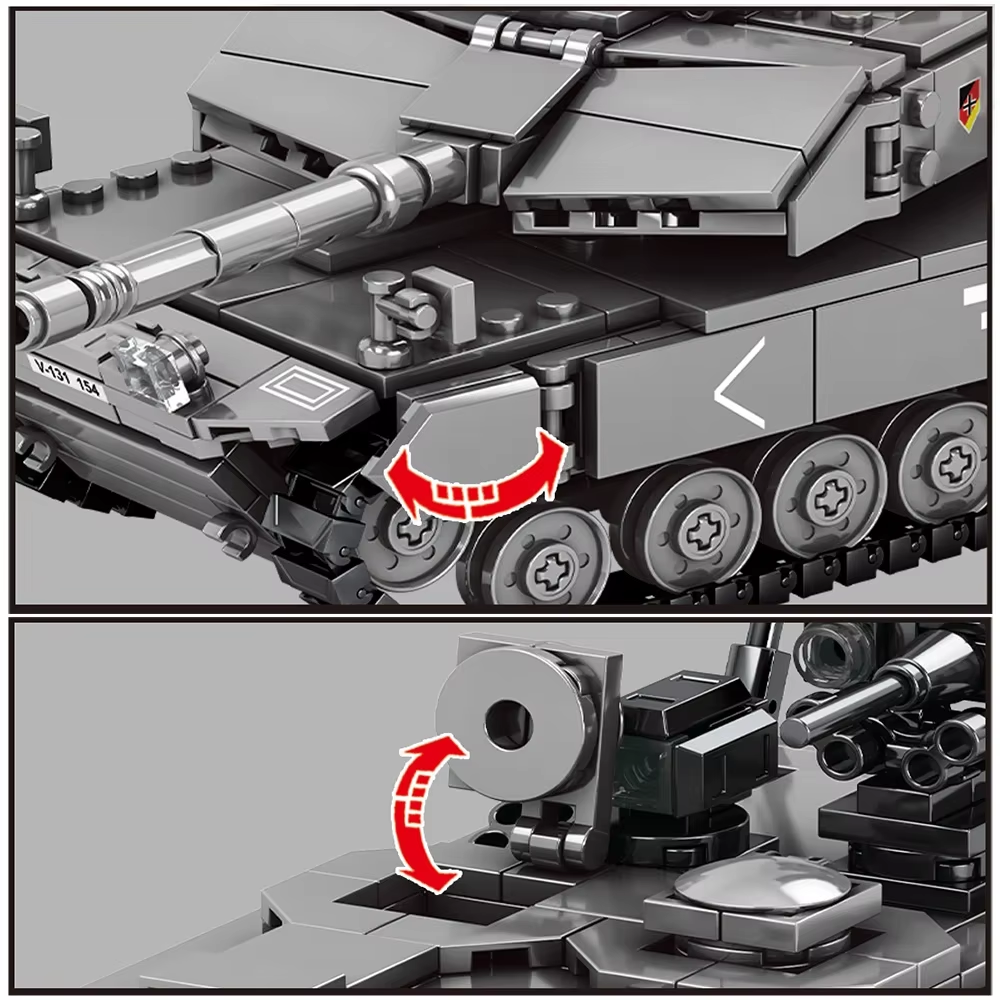 HABO Baustein Set Panzer Fahrzeug Armee Bausteine Leopard 2A7 Figur Bausteine