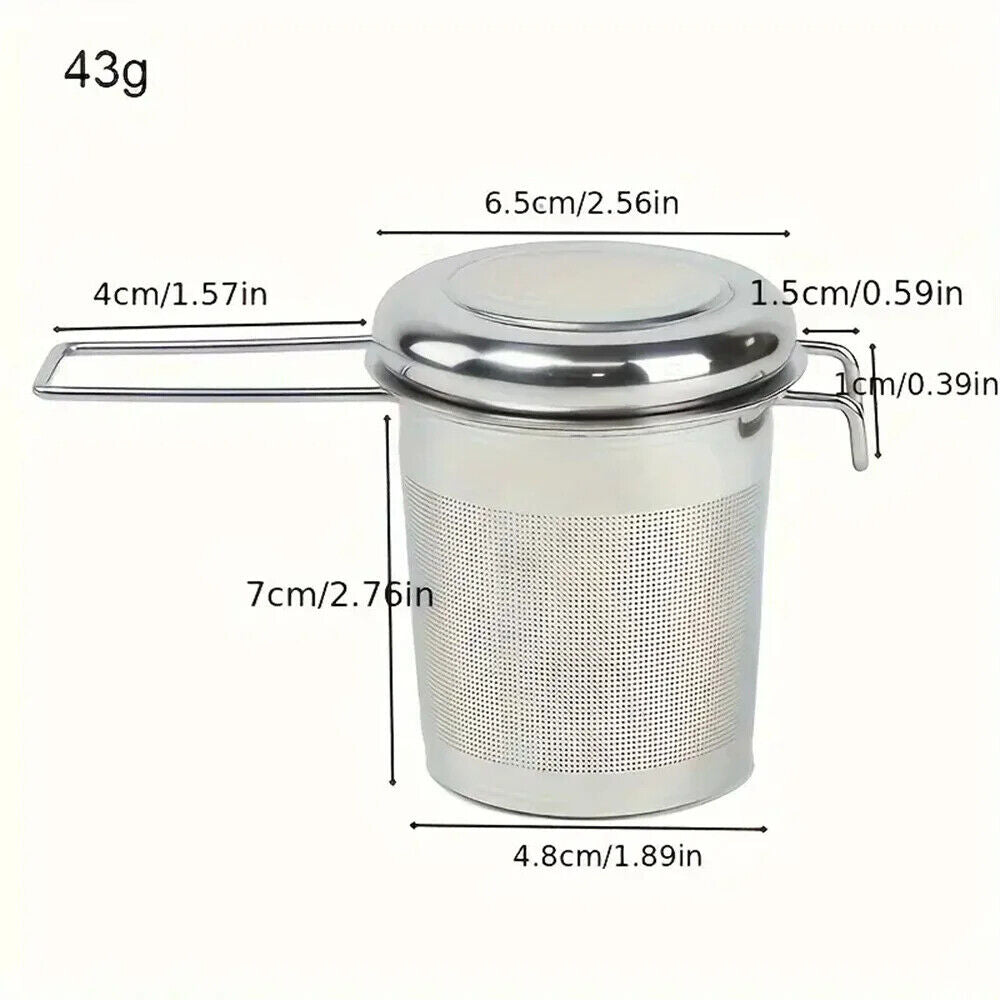 HABO Edelstahl Tee-Filter – Klappgriff, Sieb mit Deckel und Abtropffläche