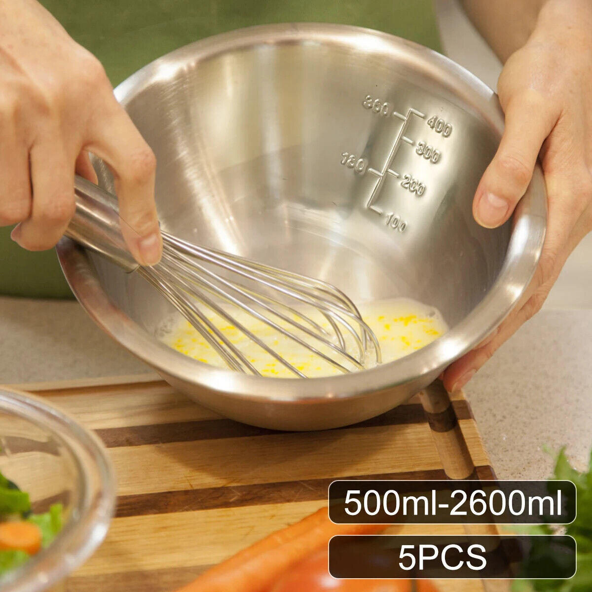 HABO Edelstahl Rührschüssel Set Mehrzweck Suppenschalen, Nistschalen in 5 Größen