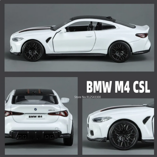 BMW M4 CSL 1:36 Modell Spielzeug Sammler Metall Auto Kinder Weiß Grau Rot