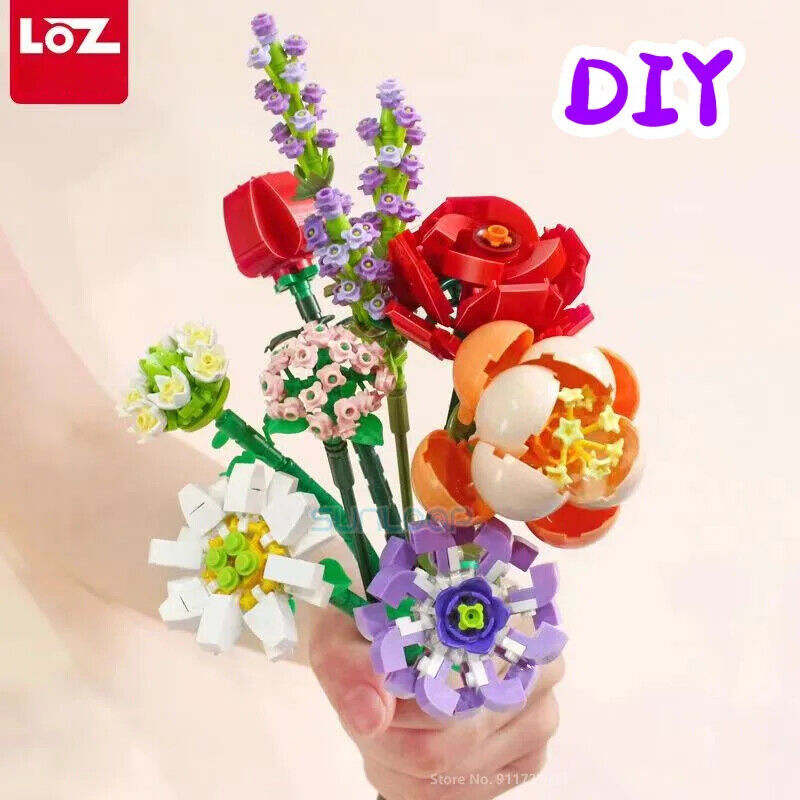 HABO Blumenstrauß Bausteine Set DIY Blumen Geschenk Valentinstag Frauen Mädchen