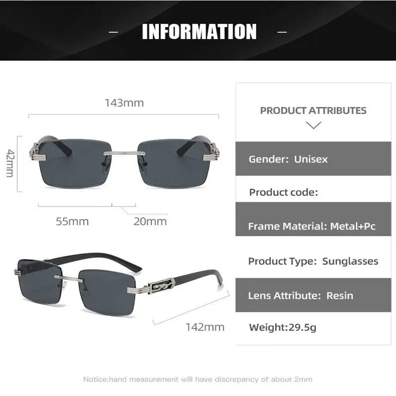 HABO Dekorative Sonnenbrille – Bunte Retro Quadratische Rahmenlose Leopardenkopf