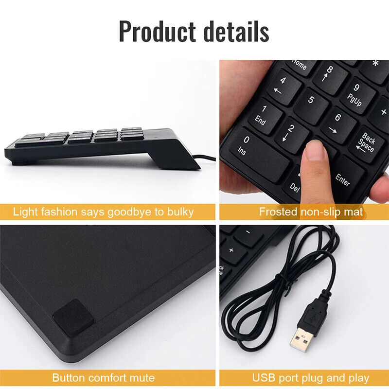 HABO Tastenblock USB Kabel PC Laptop Numerische Tastatur Büro Arbeiten