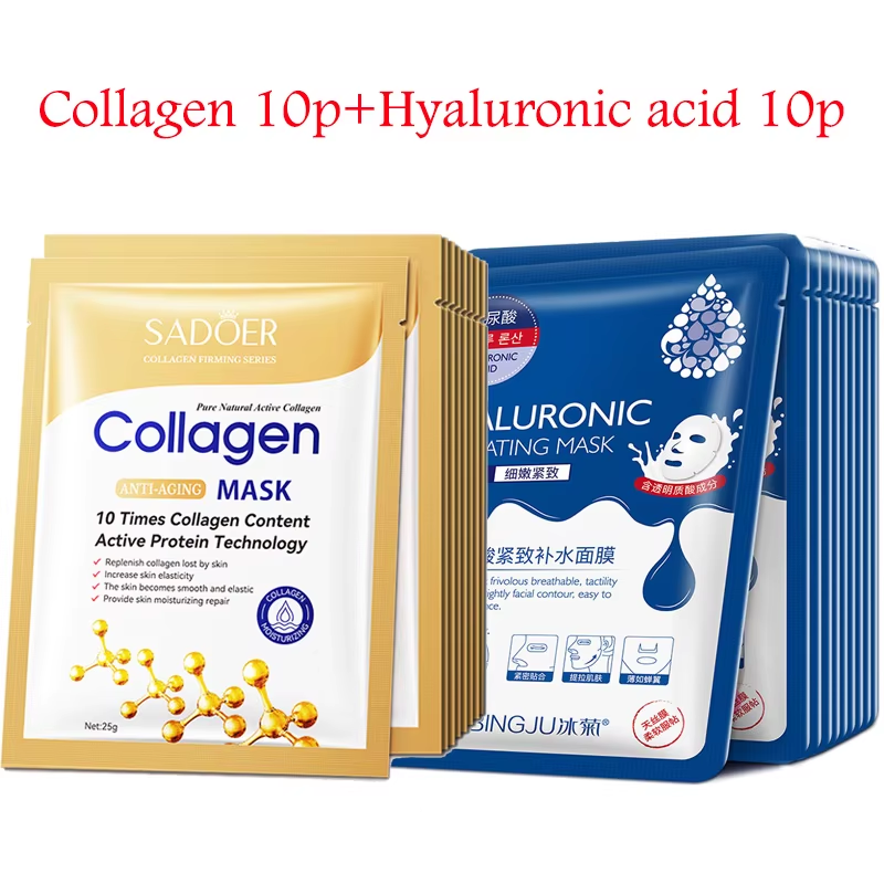 Korean Skincare Hyaluronsäure Kollagen Gesicht Maske Hautpflege 20 Stücke