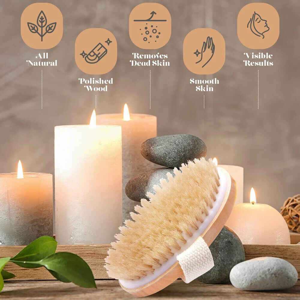 HABO Holz Körper Massage Bürste Rücken Shampoo Borsten Peeling SPA Braun