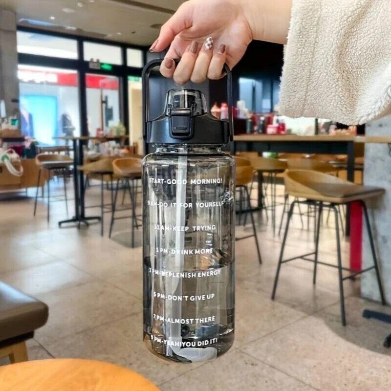 HABO Tragbare Wasserflasche mit Fassungsvermögen Zeitmarkierung Ideal für Reisen