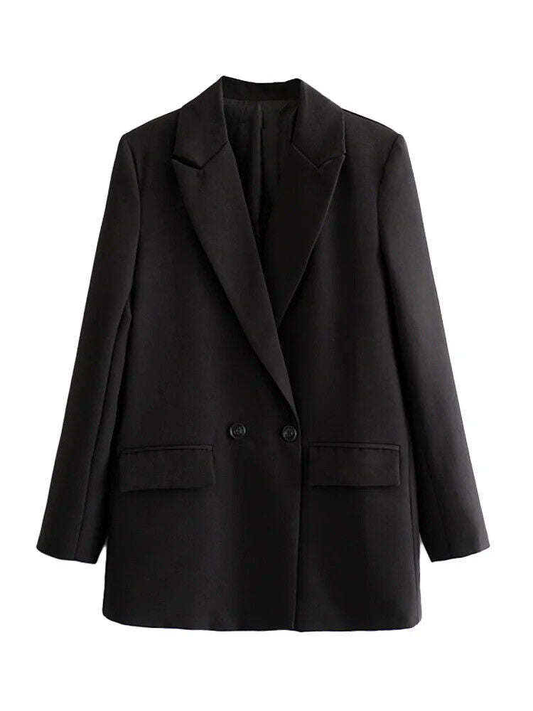 HABO Damen Blazer Zweireiher Schick Kragen Business Büro Langarm Knöpfe Mode