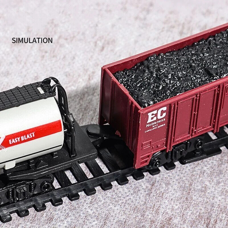 HABO Eisenbahn Güterzug Spielzeug Lokomotive Elektrisch mit Licht und Schienen
