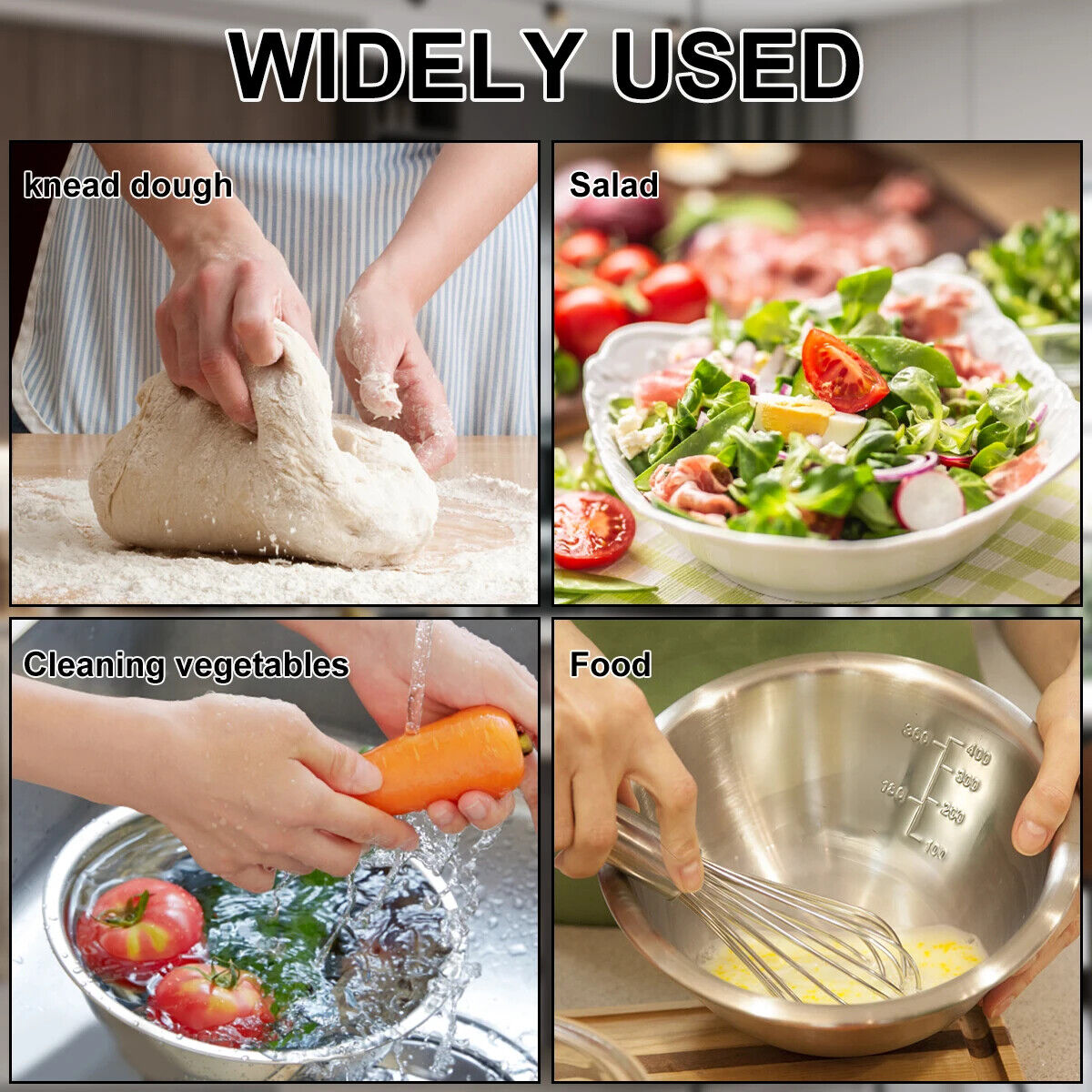 HABO Edelstahl Rührschüssel Set Mehrzweck Suppenschalen, Nistschalen in 5 Größen