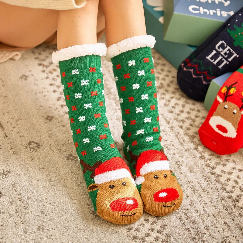 HABO Warme Wintersocken Weihnachtsdesign Weihnachten Plüsch Socken Geschenk