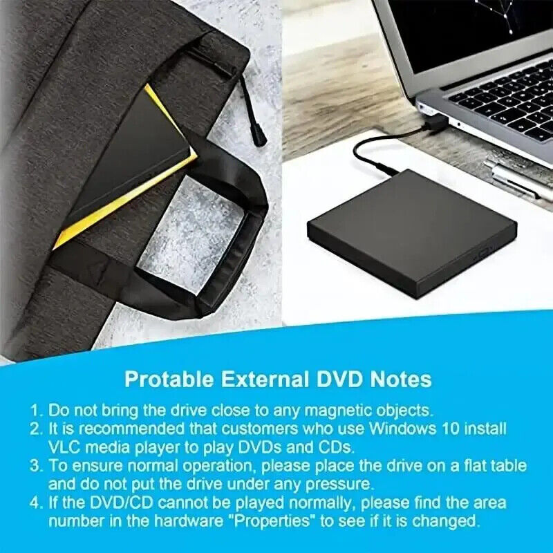 HABO Externes CD DVD Laufwerk USB 2.0 PC Laptop Schnell Schlank ROM