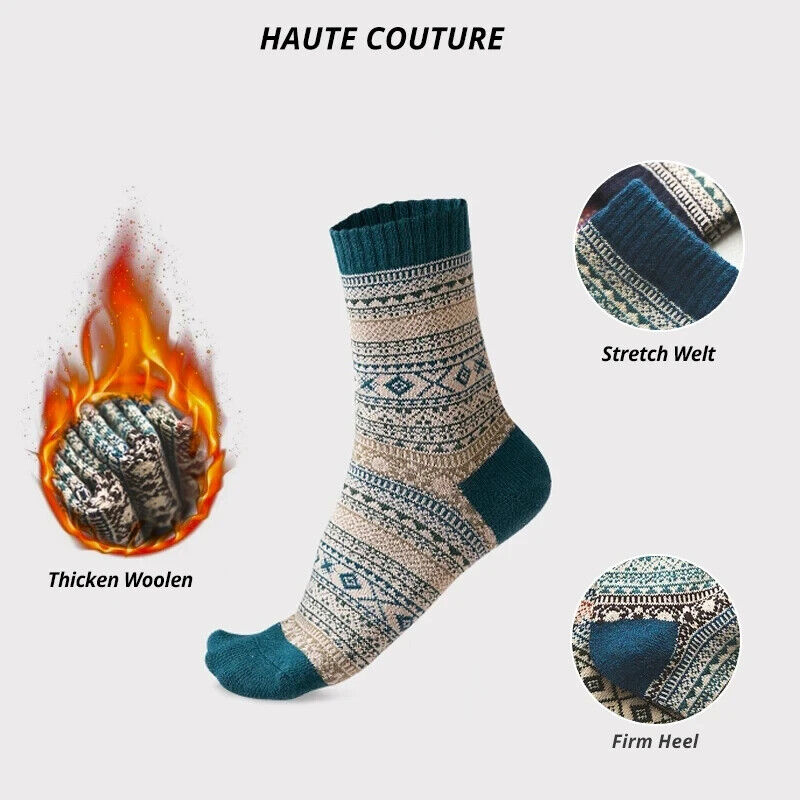 HABO Winter-Herrensocken – Verdickte Wollsocken im Retro-Stil für Schneestiefel