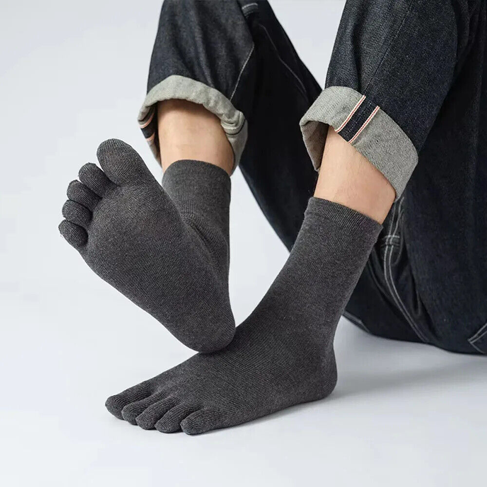 HABO Zehensocken Baumwoll Crew-Socken für Sport, Laufen, Einfarbig