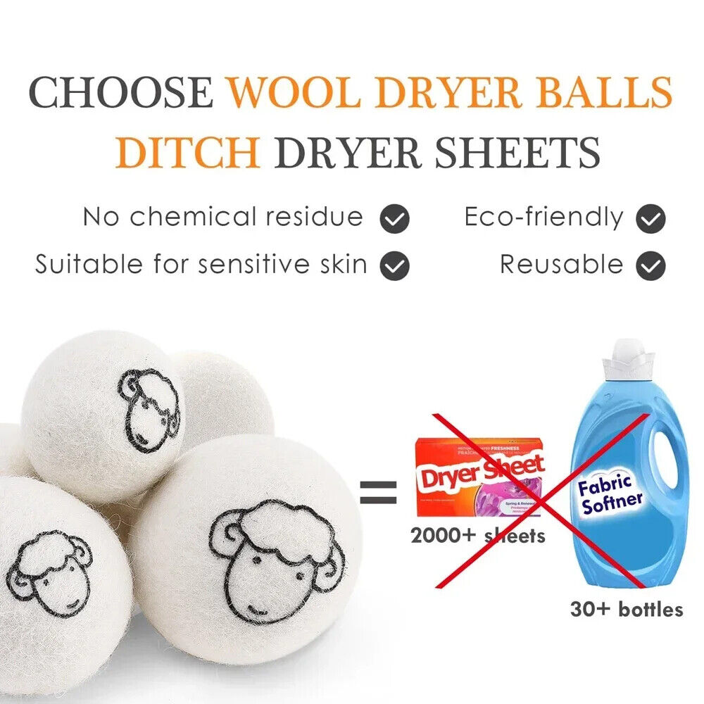 HABO Wiederverwendbare Wolltrockner Bälle – Wäsche Ball Kit für Waschmaschine