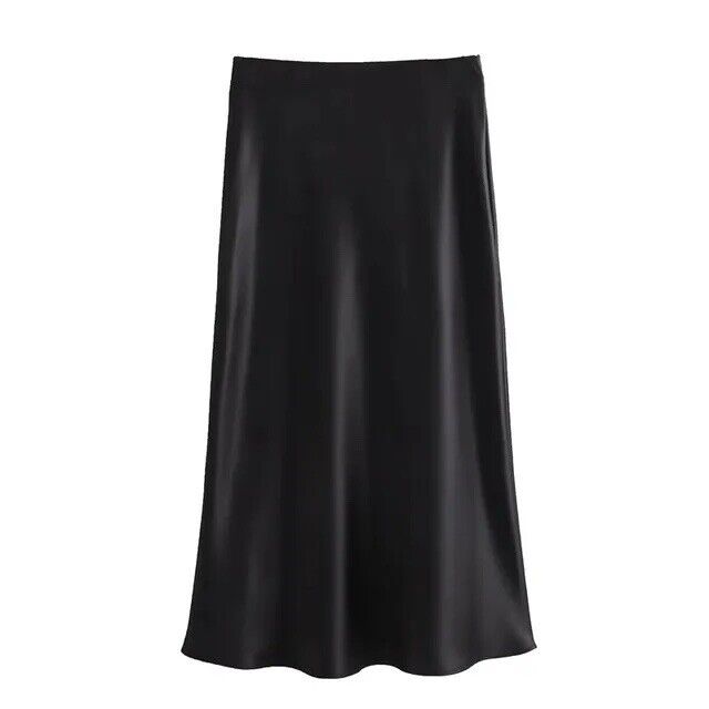 HABO Damen Rock Satin Lang Elegant Büro Frauen 4 Verschiedene Farben
