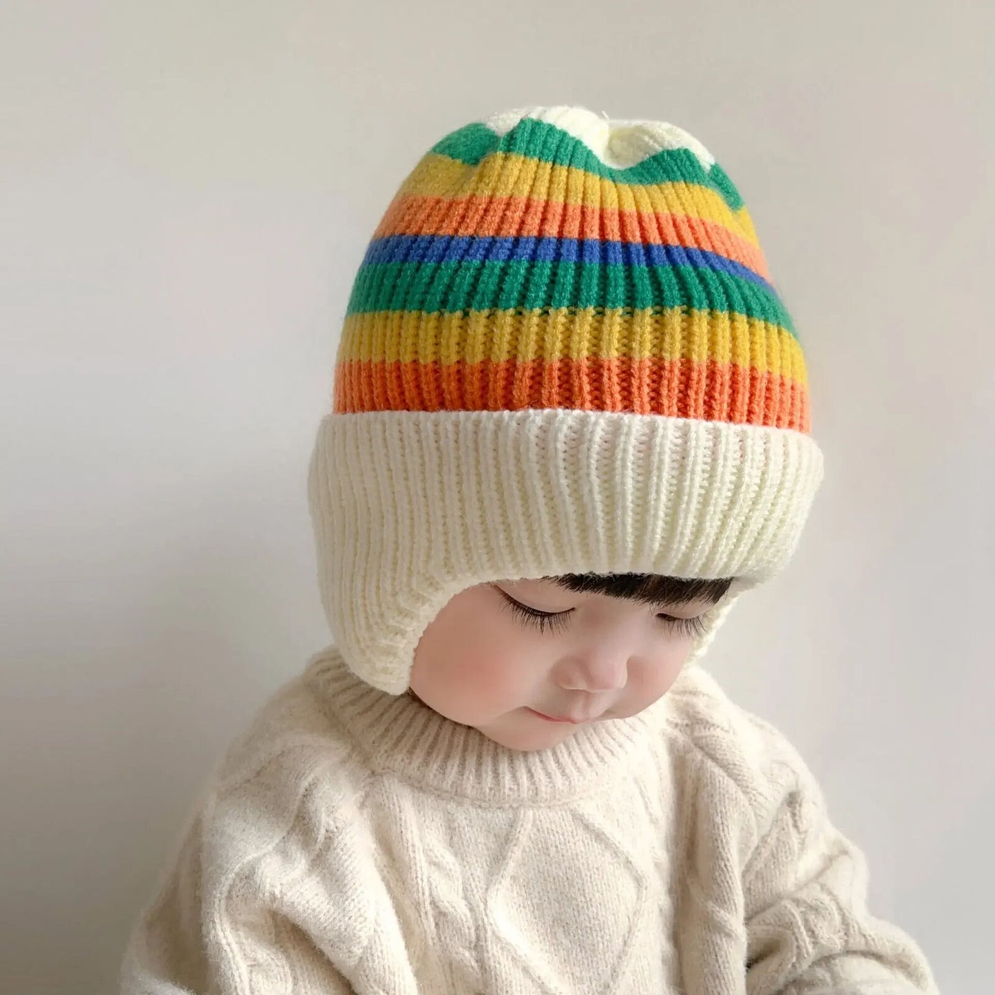 Baby Wollmütze niedliche Bärenmütze mit Ohrenschutz für Kleinkinder Winter Warm