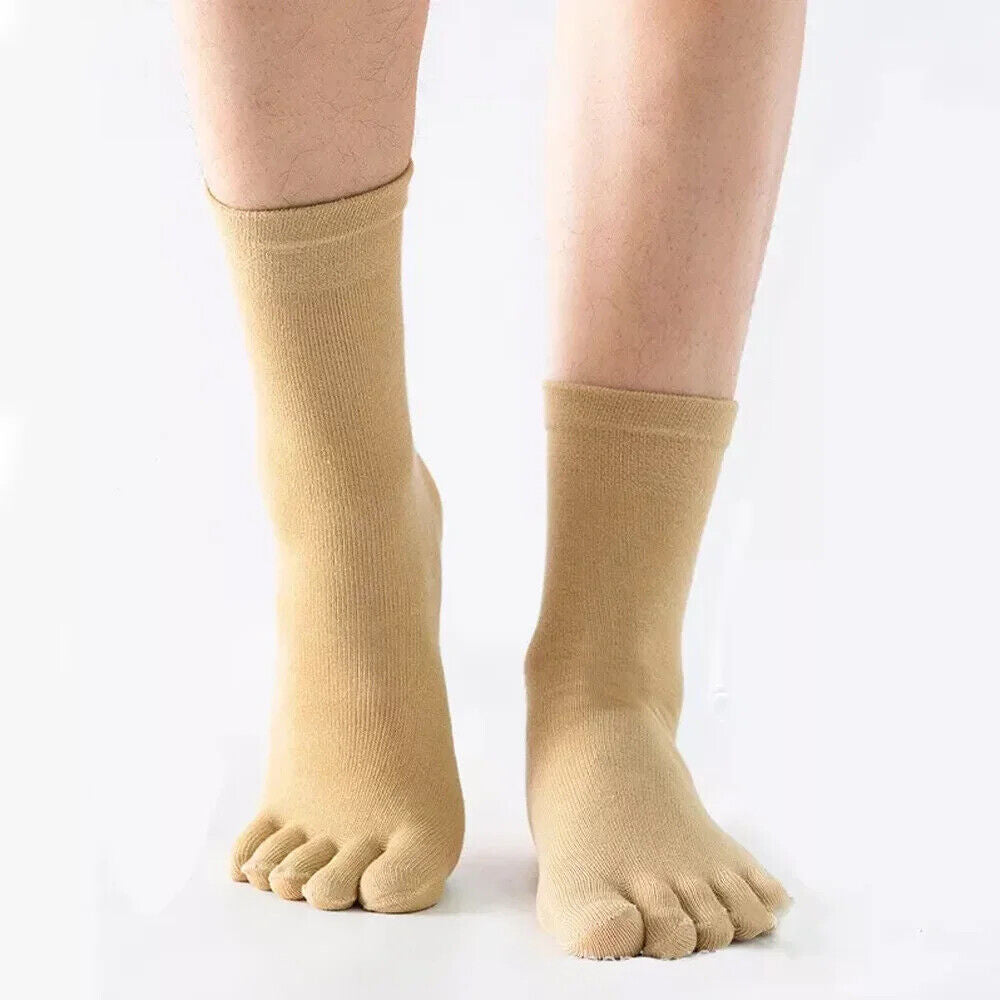 HABO Zehensocken Baumwoll Crew-Socken für Sport, Laufen, Einfarbig