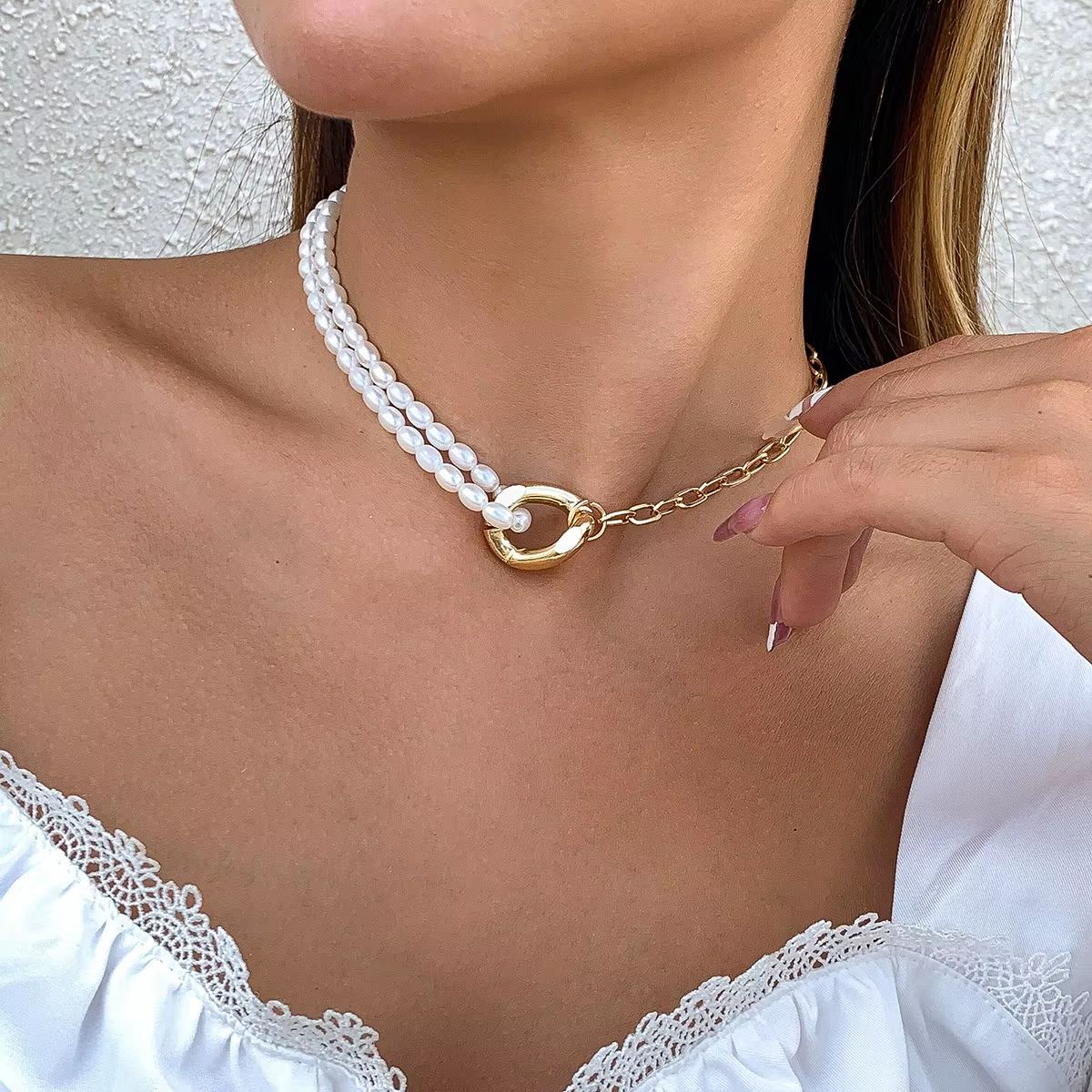 HABO Damen Perlenketten Imitation Mit / Ohne Anhänger Gold Geschenk Weiß Schmuck