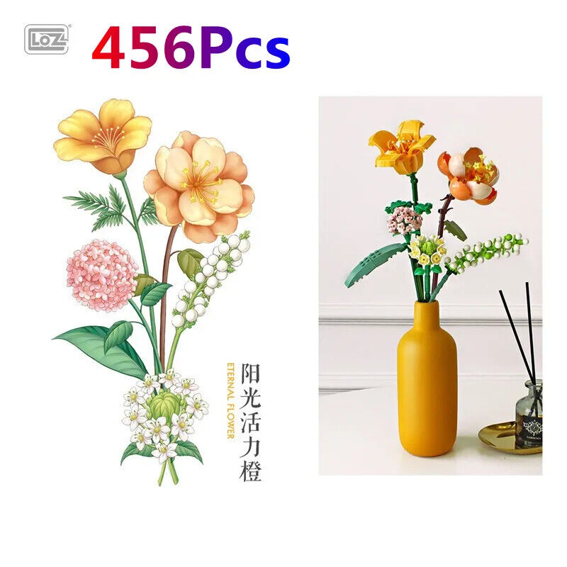 HABO Blumenstrauß Bausteine Set DIY Blumen Geschenk Valentinstag Frauen Mädchen