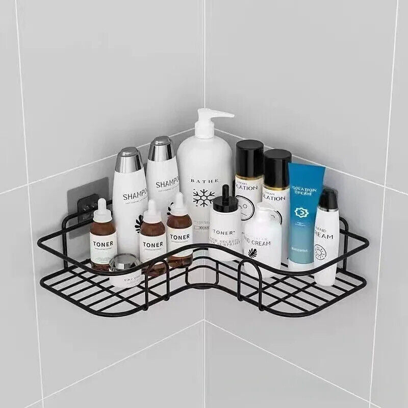 HABO Dusch Regal inkl Klebe patches Bad Eckregal Schwarz Weiß Shampoo Aufbewahr