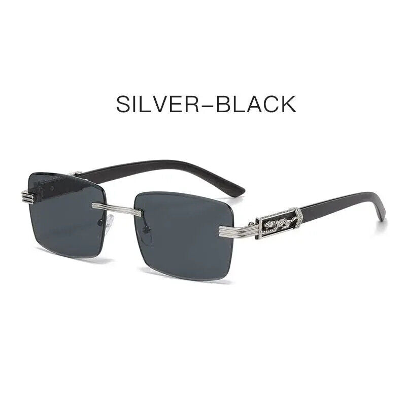 HABO Dekorative Sonnenbrille – Bunte Retro Quadratische Rahmenlose Leopardenkopf