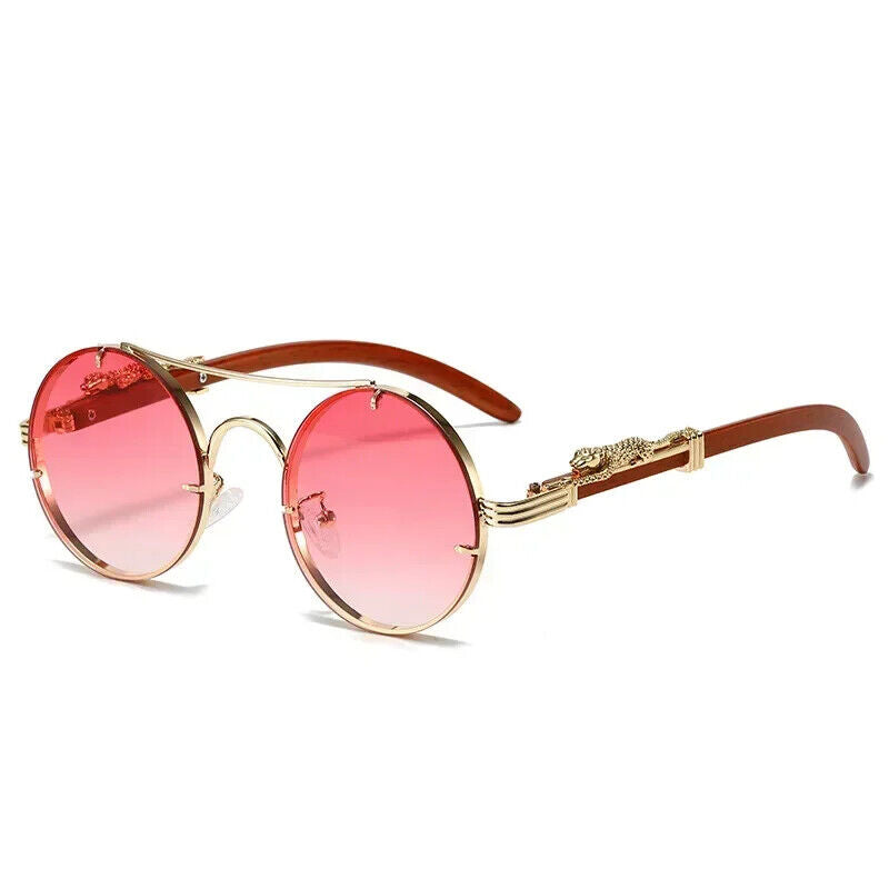 HABO Vintage Punk Runde Sonnenbrille – Doppelbrücke, Mehrfarbige Shades, Retro